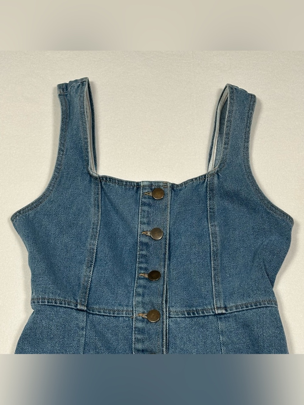 Urban Outfitters Denim Mini Dress Medium Wash Button Down 100% Cotton Size 4 - Picture 5 of 8